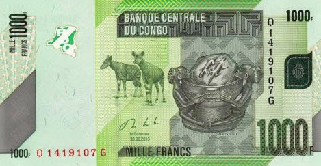 P101 Congo Dem. Rep. 1000 Francs 2005 (2012)